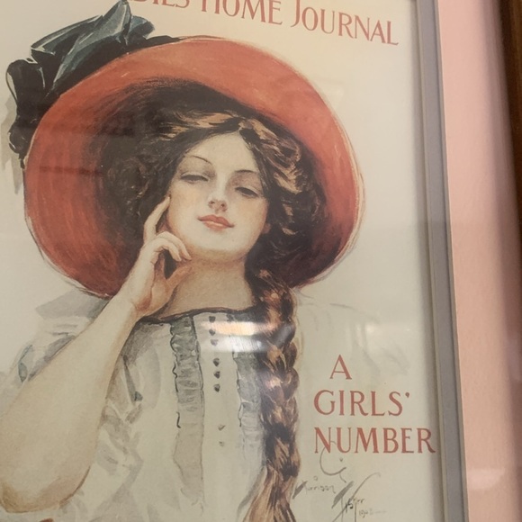 The Ladies’ Home Journal wall art vintage hanging wooden frame MMC lady in a hat - Picture 5 of 5